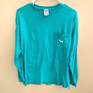 Women’s long sleeve pink Victoria secret pocket t